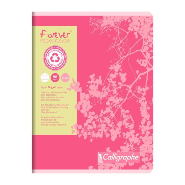 Cahier piqu&eacute; FOREVER 17&times;22 cm 96 pages petits carreaux 70 g