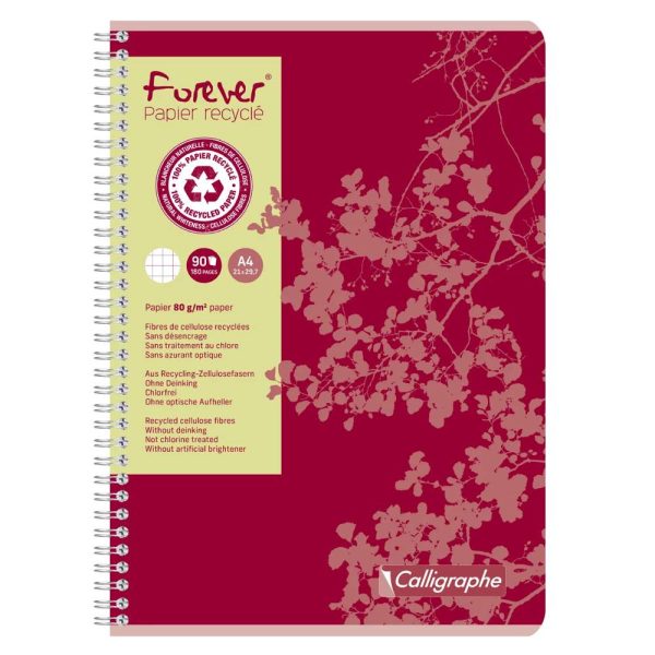 Cahier reliure int&eacute;grale FOREVER A4 180 pages petits carreaux 80 g