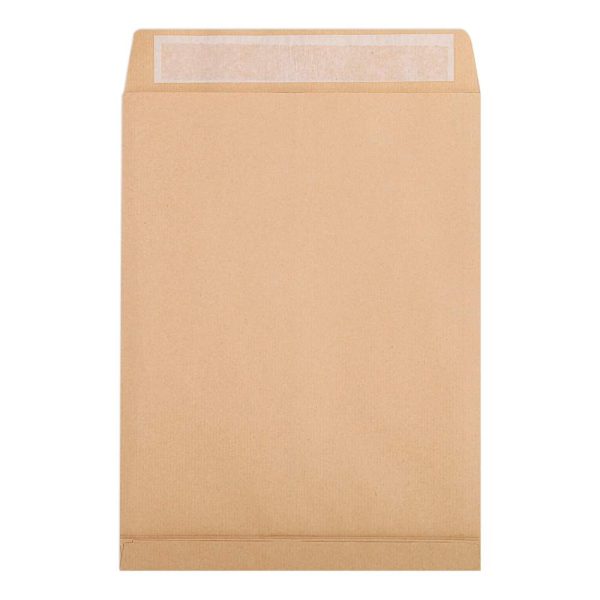 Boite de 250 Pochettes Kraft Brun 26-275x365mm avec Soufflet de 30 mm &ndash; Auto-Adh&eacute;sives &ndash; 120g/m2