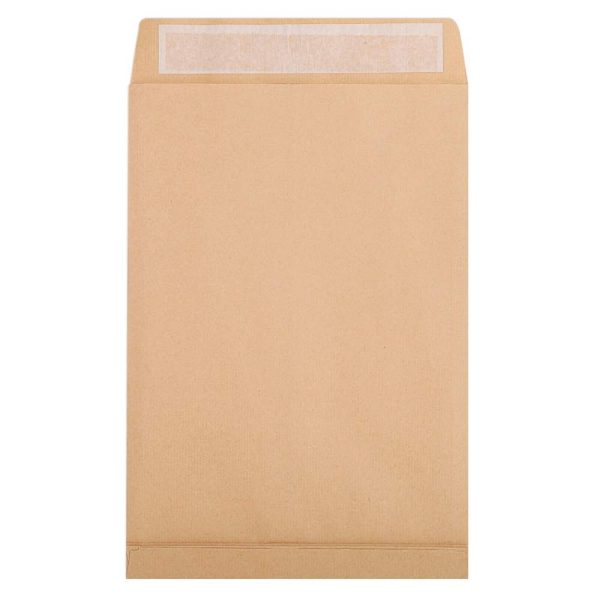 Boite de 250 Pochettes Kraft Brun E4-280&times;400 mm avec Soufflet de 30 mm &ndash; Auto-Adh&eacute;sives &ndash; 120g/m2