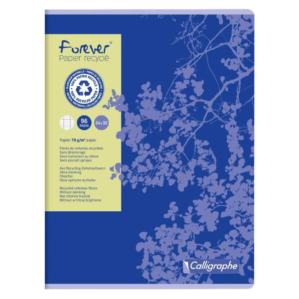 Cahier piqu&eacute; FOREVER 24&times;32 cm 96 pages grands carreaux 70 g