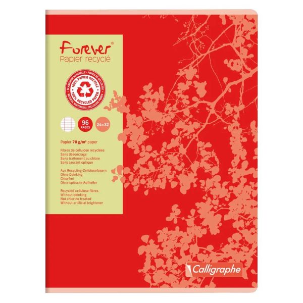 Cahier piqu&eacute; FOREVER 24&times;32 cm 96 pages grands carreaux 70 g