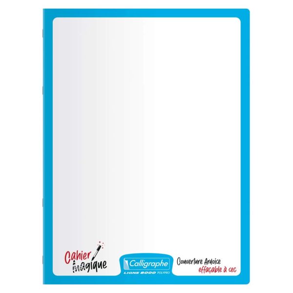 Cahier Magique 8000 POLYPRO couverture ardoise double-face effa&ccedil;able piqu&eacute; 24x32cm 48 pages grands carreaux (Sey&egrave;s tricolore)