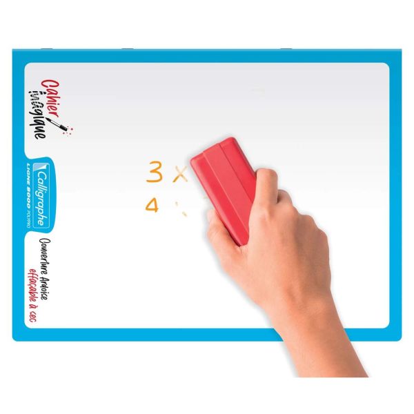 Cahier Magique 8000 POLYPRO couverture ardoise double-face effa&ccedil;able piqu&eacute; 24x32cm 48 pages grands carreaux (Sey&egrave;s tricolore)