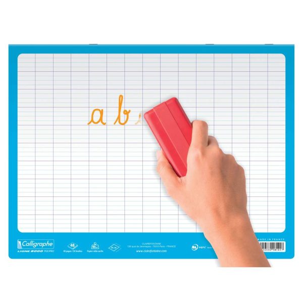 Cahier Magique 8000 POLYPRO couverture ardoise double-face effa&ccedil;able piqu&eacute; 24x32cm 48 pages grands carreaux (Sey&egrave;s tricolore)