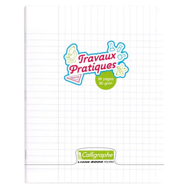 Cahier Travaux Pratiques piqu&eacute; 8000 POLYPRO 17&times;22 cm 96 pages grands carreaux + uni 90 g