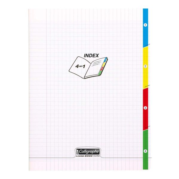 Cahier 4 index piqu&eacute; 8000 POLYPRO 24&times;32 cm 140 pages grands carreaux 90 g