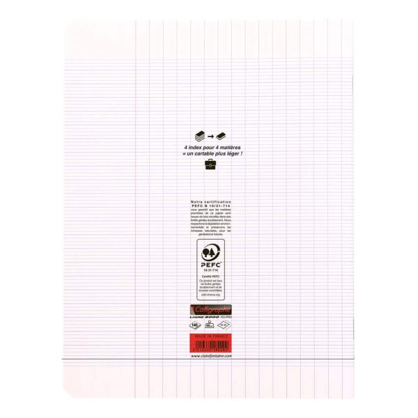 Cahier 4 index piqu&eacute; 8000 POLYPRO 24&times;32 cm 140 pages grands carreaux 90 g