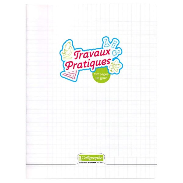 Cahier Travaux Pratiques piqu&eacute; 8000 POLYPRO 24&times;32 cm 192 pages grands carreaux + uni 90 g
