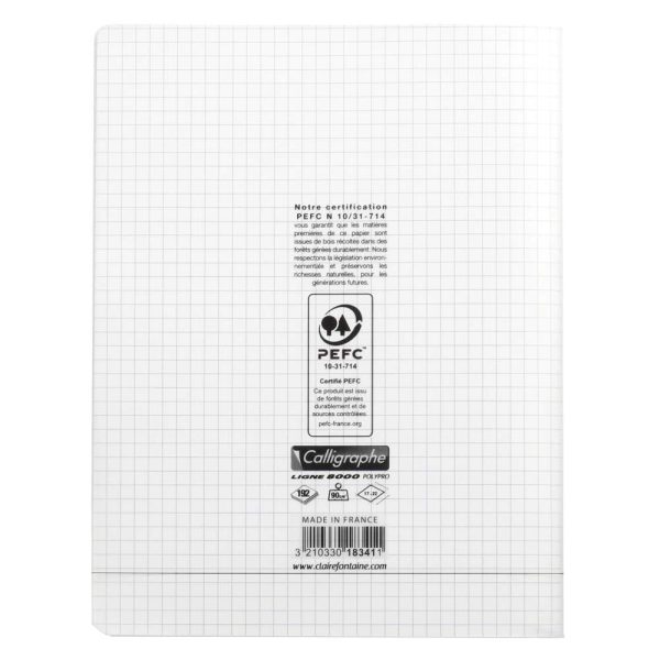 Cahier piqu&eacute; 8000 POLYPRO 17&times;22 cm 192 pages petits carreaux 90 g