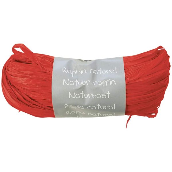 Pelote raphia naturel 50g, Rouge