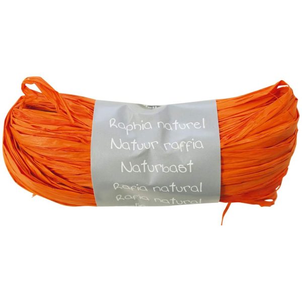 Pelote raphia naturel 50g, Orange