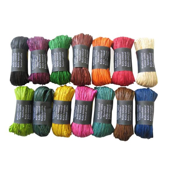 Pelote raphia naturel 50g, ass. 15coul.