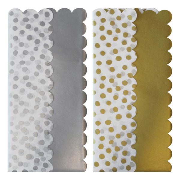 Soie, sachet 6 F 50x70cm pois/metal ass.