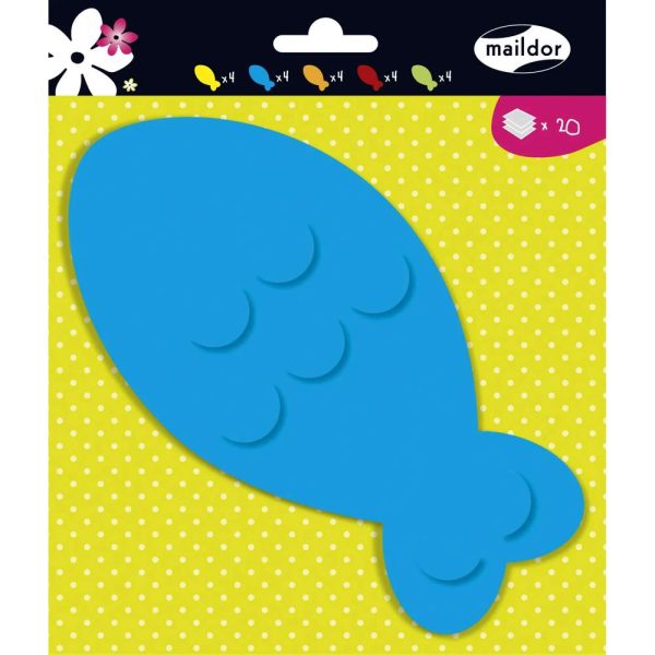 FORMES A DECORER, Sachet de 20 formes 130g/m2 au format 17&times;16,5cm &ndash; Poissons
