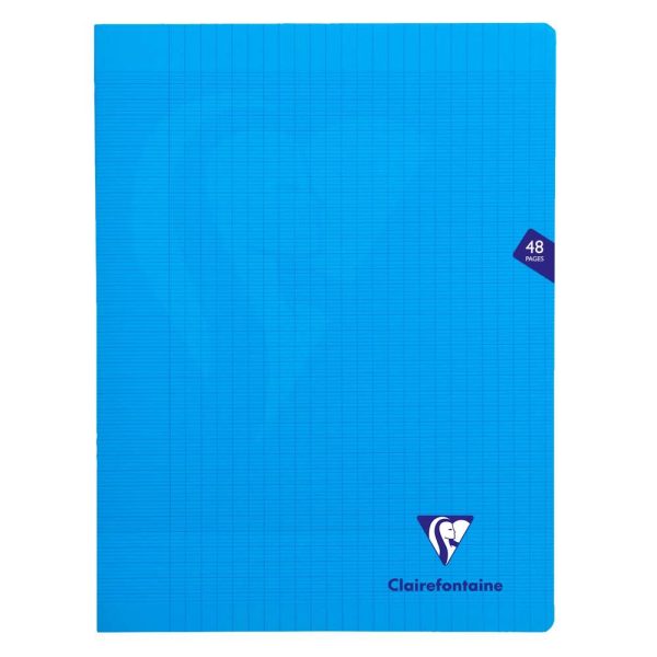 Cahier piqu&eacute; Mimesys 24x32cm 48 pages grands carreaux couverture polypropyl&egrave;ne Couleur al&eacute;atoire