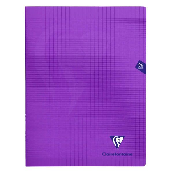 Cahier piqu&eacute; Mimesys 24x32cm 96 pages grands carreaux couverture polypropyl&egrave;ne Couleur al&eacute;atoire