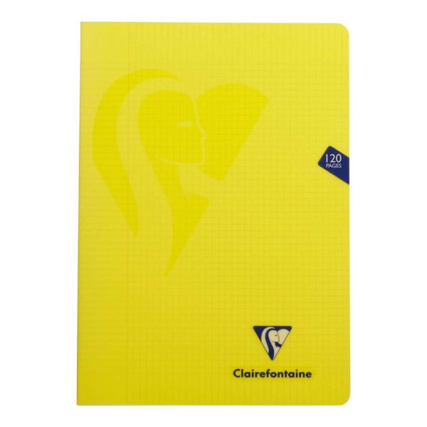 Mimesys cahier piqu&eacute; A4 120 pages petits carreaux + marge couverture polypropyl&egrave;ne Couleur al&eacute;atoire