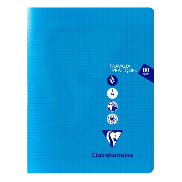 Cahier Travaux Pratiques piqu&eacute; Mimesys 17x22cm 80 pages grands carreaux + uni couverture polypropyl&egrave;ne Couleur al&eacute;atoire