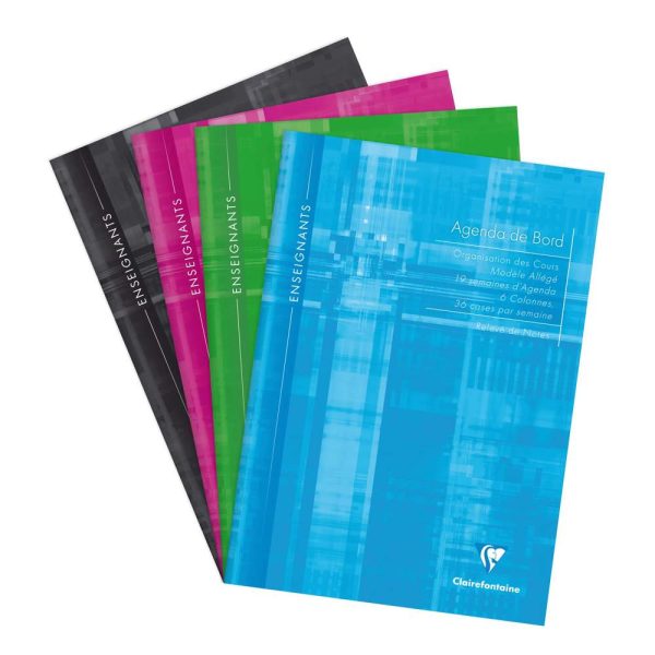 Agenda de bord enseignant 6 colonnes mod&egrave;le all&eacute;g&eacute; (19 semaines) piqu&eacute; A4 72 pages Couleur al&eacute;atoire