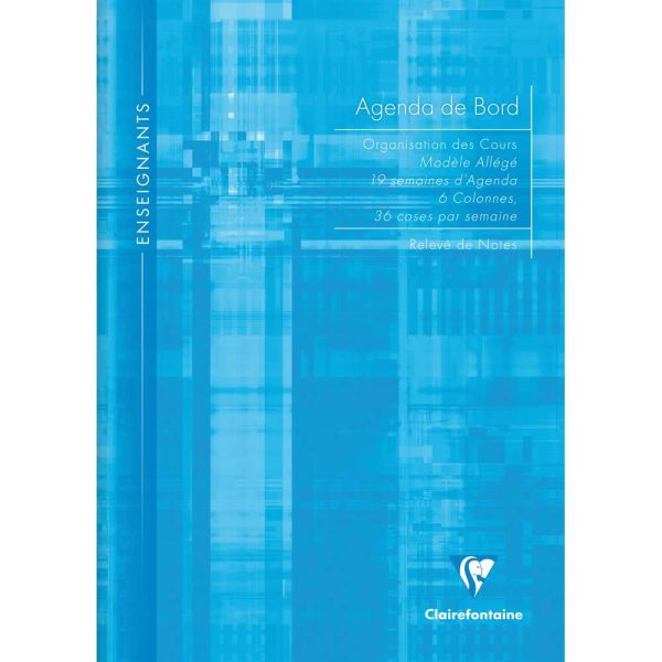Agenda de bord enseignant 6 colonnes mod&egrave;le all&eacute;g&eacute; (19 semaines) piqu&eacute; A4 72 pages Couleur al&eacute;atoire