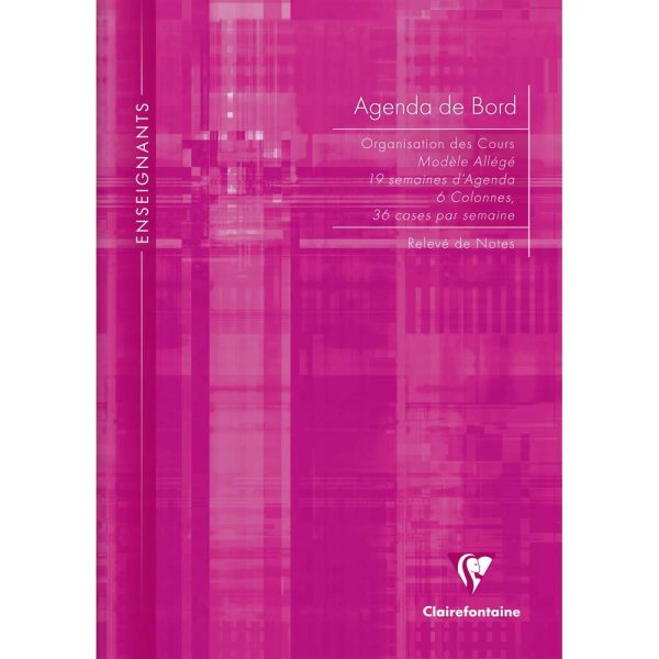 Agenda de bord enseignant 6 colonnes mod&egrave;le all&eacute;g&eacute; (19 semaines) piqu&eacute; A4 72 pages Couleur al&eacute;atoire
