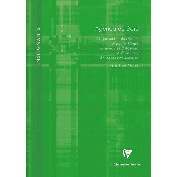 Agenda de bord enseignant 6 colonnes mod&egrave;le all&eacute;g&eacute; (19 semaines) piqu&eacute; A4 72 pages Couleur al&eacute;atoire