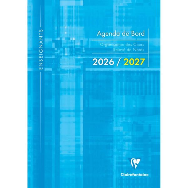 Agenda de bord mill&eacute;sim&eacute; enseignant 6 colonnes (48 cases/semaine) piqu&eacute; A4 112 pages Couleur al&eacute;atoire