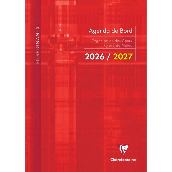 Agenda de bord mill&eacute;sim&eacute; enseignant 6 colonnes (48 cases/semaine) piqu&eacute; A4 112 pages Couleur al&eacute;atoire