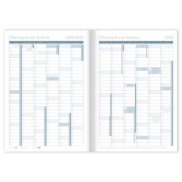 Agenda de bord mill&eacute;sim&eacute; enseignant 6 colonnes (48 cases/semaine) piqu&eacute; A4 112 pages Couleur al&eacute;atoire