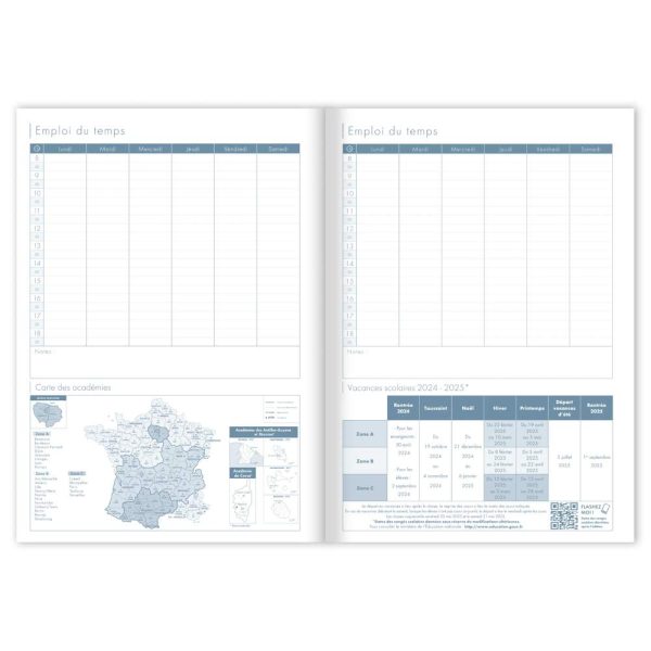 Agenda de bord mill&eacute;sim&eacute; enseignant 6 colonnes (48 cases/semaine) piqu&eacute; A4 112 pages Couleur al&eacute;atoire