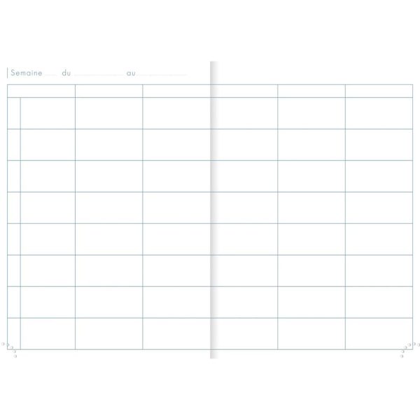 Agenda de bord mill&eacute;sim&eacute; enseignant 6 colonnes (48 cases/semaine) piqu&eacute; A4 112 pages Couleur al&eacute;atoire