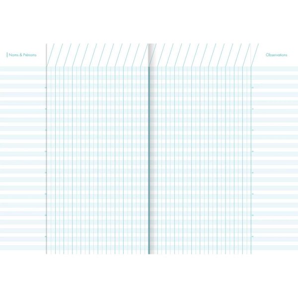 Cahier de bord enseignant piqu&eacute; A4 60 pages 9 classes Couleur al&eacute;atoire