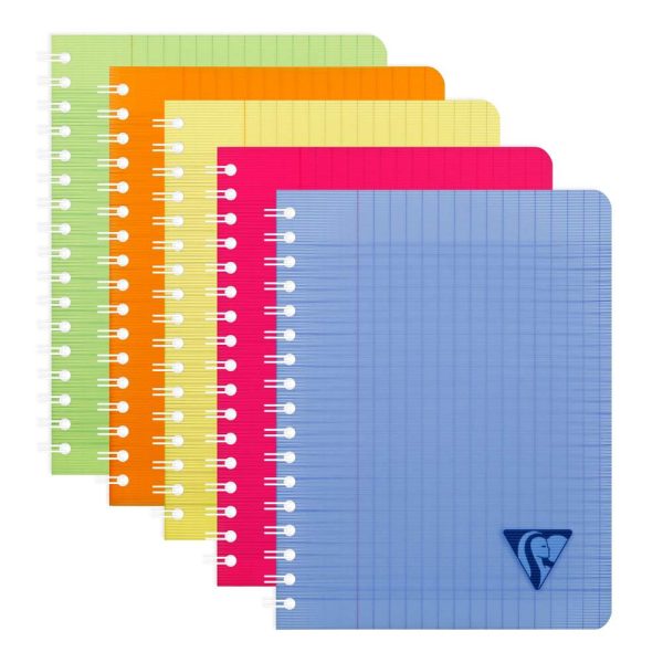 Cahier reliure int&eacute;grale Linicolor FRESH 17x22cm 180 pages grands carreaux couverture plastique polypropy&egrave;ne rainur&eacute; Couleur al&eacute;atoire