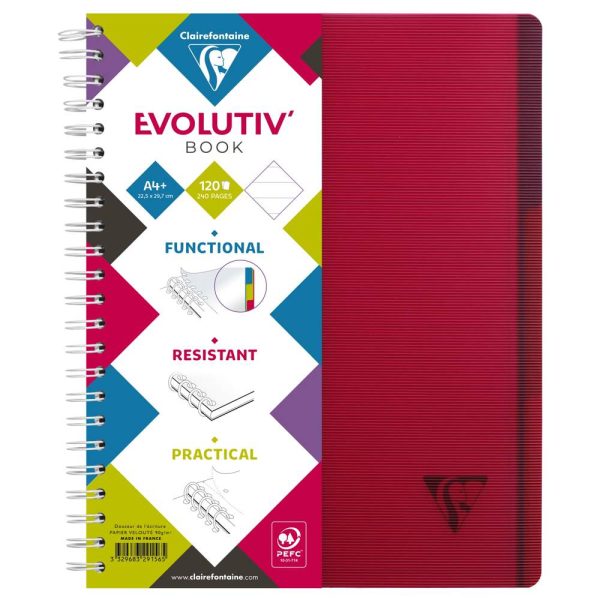 Evolutiv&rsquo;Book Linicolor INTENSIVE cahier reliure int&eacute;grale A4+ 240 pages d&eacute;tachables perfor&eacute; 4 trous lign&eacute; + marge + cadre en-t&ecirc;te + 3 intercalaires couverture plastique polypropy&egrave;ne rainur&eacute; Couleur al&eacute;atoire