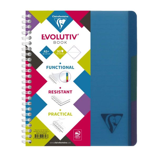 Evolutiv&rsquo;Book Linicolor INTENSIVE cahier reliure int&eacute;grale A5+ 180 pages d&eacute;tachables perfor&eacute; 6 trous lign&eacute; + cadre en-t&ecirc;te + 3 intercalaires couverture plastique polypropy&egrave;ne rainur&eacute; Couleur al&eacute;atoire