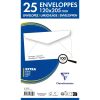 Paquet de 25 Enveloppes Blanches 120x205mm - Gomm&eacute;es - 100g/m2