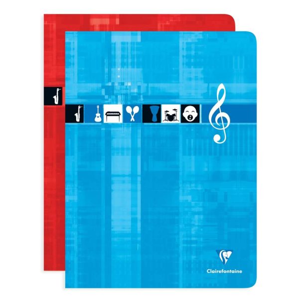 Cahier Musique & Chant piqu&eacute; 24x32cm 48 pages grands carreaux Couleur al&eacute;atoire