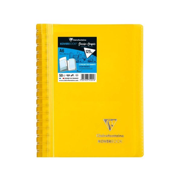 Carnet dessin/croquis reliure int&eacute;grale enveloppante Koverbook A6 100 pages papier blanc 125 g couverture polypropyl&egrave;ne transparent