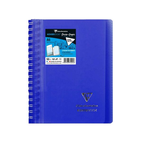 Carnet dessin/croquis reliure int&eacute;grale enveloppante Koverbook A6 100 pages papier blanc 125 g couverture polypropyl&egrave;ne transparent