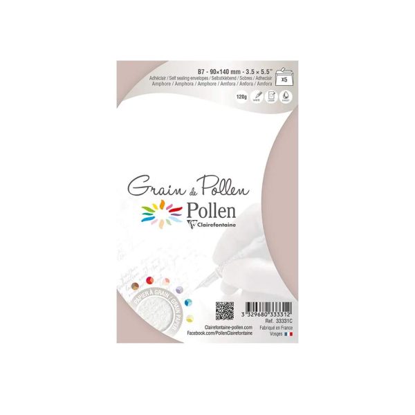 Paquet de 5 enveloppes Grain de Pollen 90x140mm 120g/m2