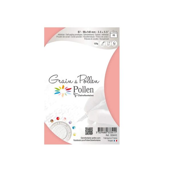 Paquet de 5 enveloppes Grain de Pollen 90x140mm 120g/m2