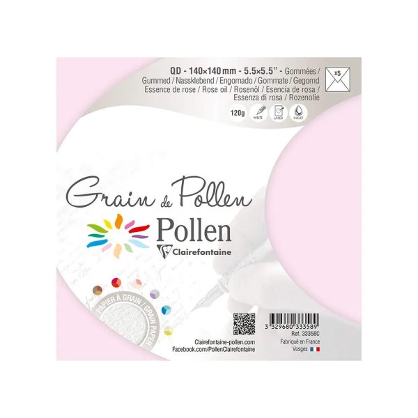 Paquet de 5 enveloppes Grain de Pollen 140x140mm 120g/m2