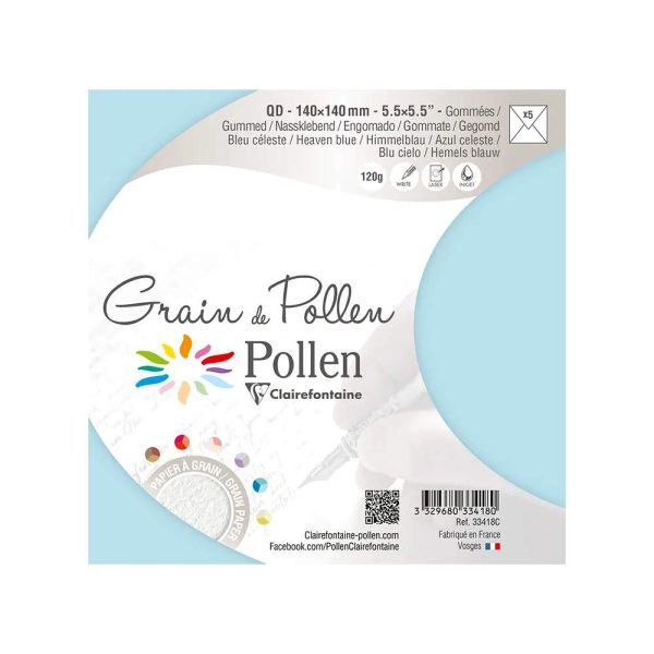 Paquet de 5 enveloppes Grain de Pollen 140x140mm 120g/m2