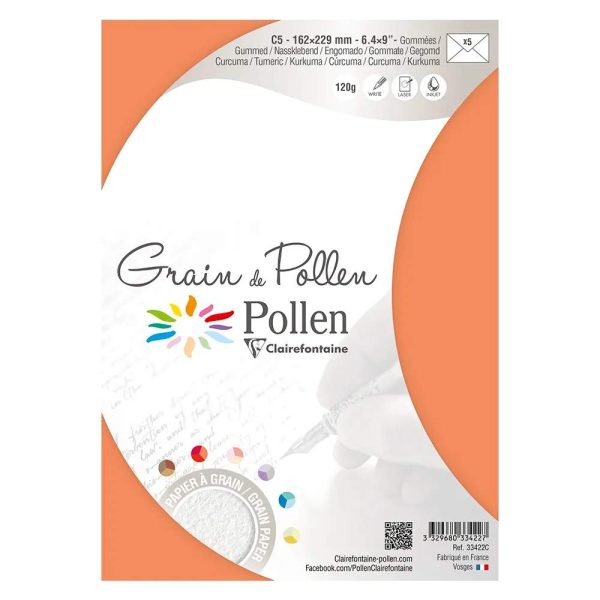 Paquet de 5 enveloppes Grain de Pollen 162x229mm 120g/m2