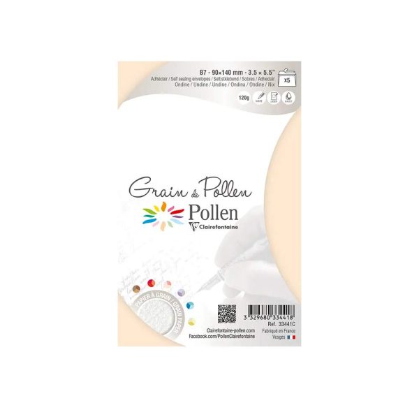 Paquet de 5 enveloppes Grain de Pollen 90x140mm 120g/m2