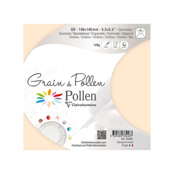 Paquet de 5 enveloppes Grain de Pollen 140x140mm 120g/m2