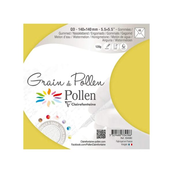Paquet de 5 enveloppes Grain de Pollen 140x140mm 120g/m2