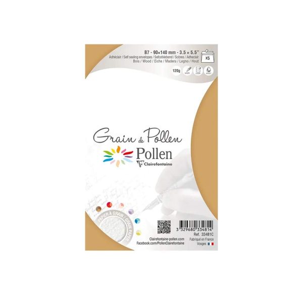 Paquet de 5 enveloppes Grain de Pollen 90x140mm 120g/m2