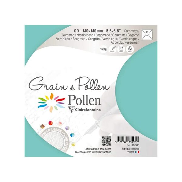 Paquet de 5 enveloppes Grain de Pollen 140x140mm 120g/m2